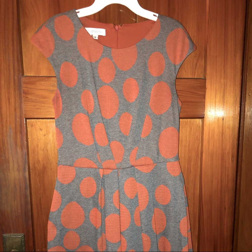 Orange and Grey Polka Dot Dress